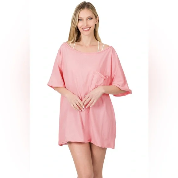 Baby Pink Oversized T-Shirt Zenana - Picture 2 of 2